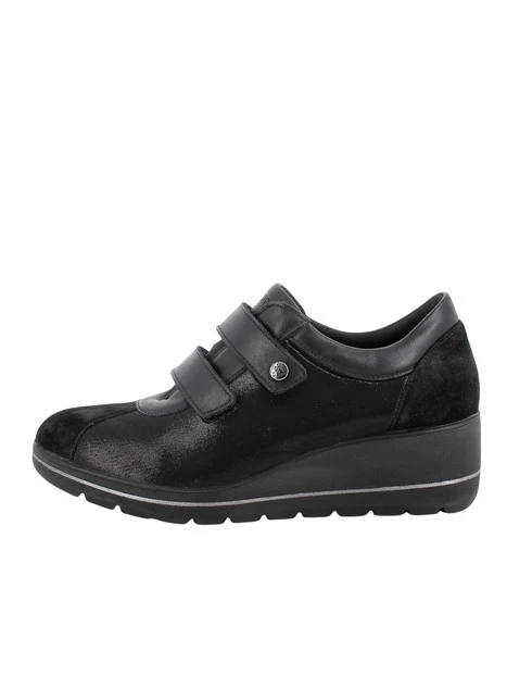SNEAKERS BASSE IN TESSUTO STRETCH CON DOPPIO STRAP DONNA NERO