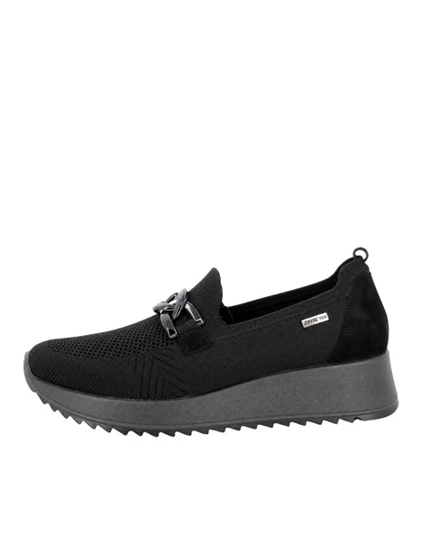 SNEAKERS SLIP ON IN TESSUTO FLYKNIT CON DETTAGLIO METALLICO DONNA NERO