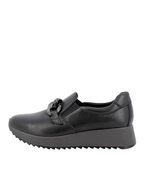 SNEAKERS SLIP ON IN PELLE CON DETTAGLIO METALLICO DONNA NERO