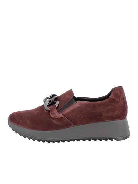 SNEAKERS SLIP ON IN PELLE SCAMOSCIATA CON DETTAGLIO METALLICO DONNA BORDEAUX