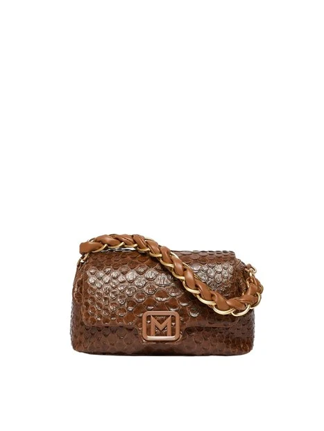 BORSA A MANO LE MUSE IN JERSEY SPALMATO CON TRACOLLA DONNA MARRONE