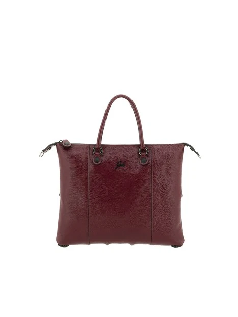 BORSA SHOPPING MULTIFUNZIONE IN PELLE LUCIDA DONNA BORDEAUX