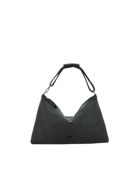 BORSA A SPALLA HOBO IN PELLE MARTELLATA DONNA NERO