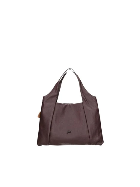 BORSA A SPALLA E CON DOPPIO MANICO IN ECOPELLE DONNA MARRONE
