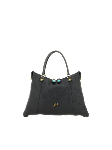 BORSA SHOPPING BICOLOR IN PELLE MARTELLATA DONNA NERO