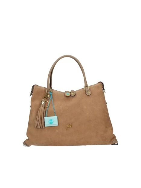 BORSA SHOPPING IN CAMOSCIO E PELLE MARTELLATA DONNA BEIGE