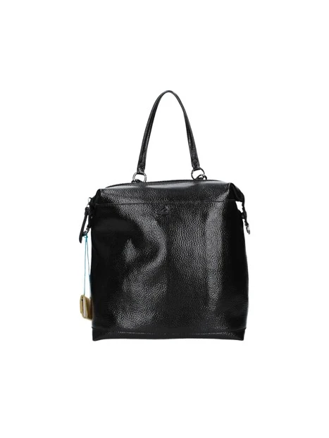 ZAINO IN PELLE MARTELLATA VERNICIATA DONNA NERO