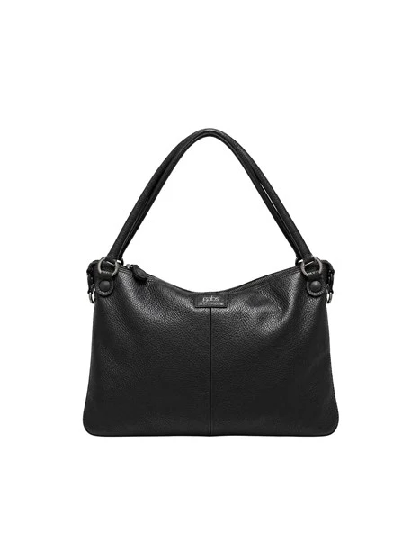 BORSA SHOPPING MEDIA IN PELLE MARTELLATA DONNA NERO