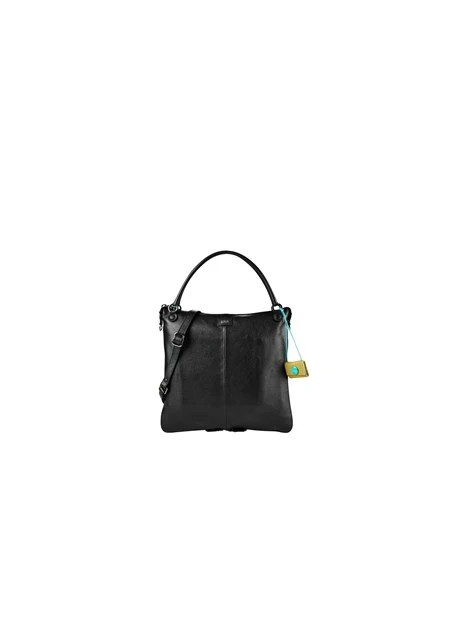 BORSA SHOPPING GRANDE IN PELLE MARTELLATA DONNA NERO