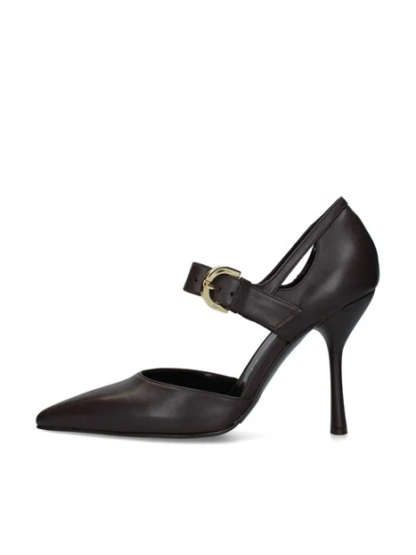 DÉCOLLETÉ CINTURINO TACCO ALTO DONNA MARRONE
