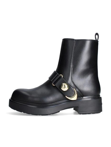 STIVALETTI TACCO BASSO CON CINTURINO DECORATIVO DONNA NERO