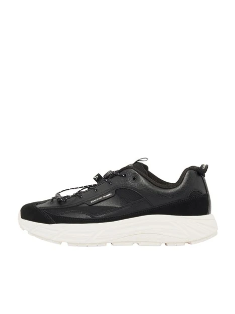 SNEAKERS BASSE CON SUOLA A CONTRASTO UOMO NERE