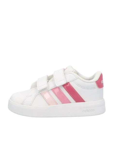 SNEAKERS BASSE A STRAPPO STRISCE ROSA BAMBINA BIANCO