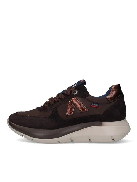 SNEAKERS BASSE CON INSERTI A CONTRASTO E SUOLA SAGOMATA DONNA MARRONE