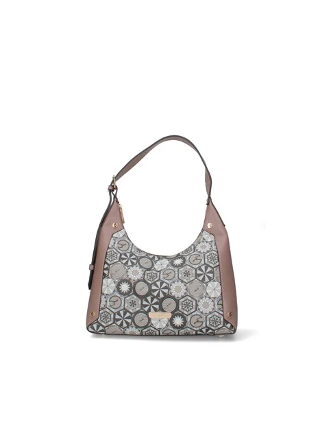 BORSA A SPALLA CON FANTASIA GEOMETRICA DONNA TORTORA