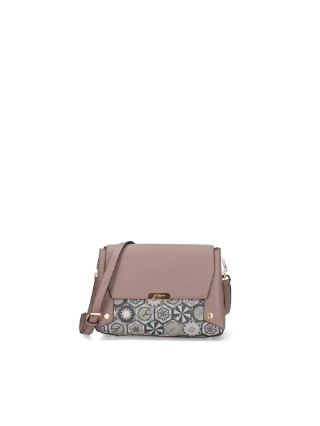 BORSA A TRACOLLA CON FANTASIA GEOMETRICA DONNA TORTORA