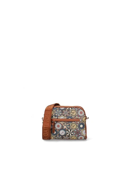 BORSA A TRACOLLA COMPATTA CON FANTASIA GEOMETRICA DONNA CUOIO