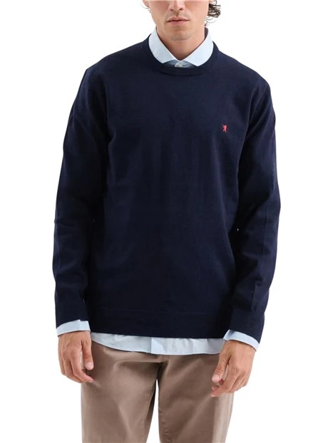 MAGLIA GIROCOLLO RASATA IN MISTO CASHMERE UOMO BLU