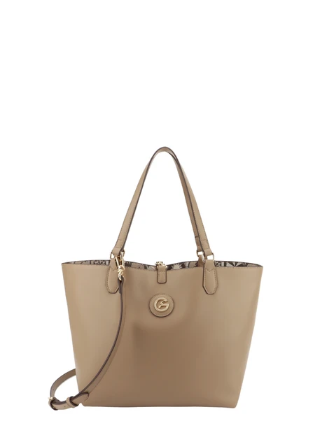 BORSA SHOPPING REVERSIBILE IN PELLE SINTETICA CON POCHETTE DONNA TORTORA