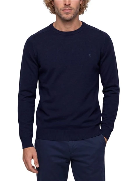 MAGLIA GIROCOLLO A MANICHE LUNGHE IN LANA UOMO BLU