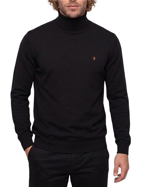 MAGLIA DOLCEVITA IN COTONE E CASHMERE UOMO NERO