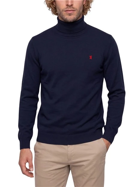 MAGLIA DOLCEVITA IN COTONE E CASHMERE UOMO BLU