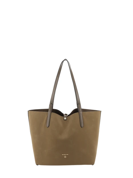 BORSA SHOPPING REVERSIBILE CON POCHETTE E DOPPI MANICI DONNA TORTORA