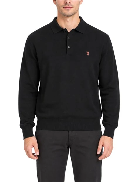 POLO MANICA LUNGA MISTO CASHMERE UOMO NERO