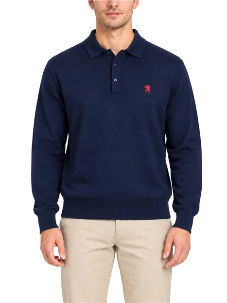POLO MANICA LUNGA MISTO CASHMERE UOMO BLU