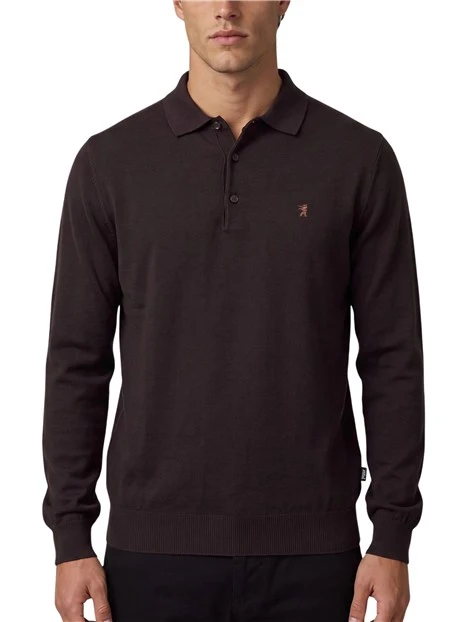 POLO MANICA LUNGA MISTO CASHMERE UOMO MARRONE