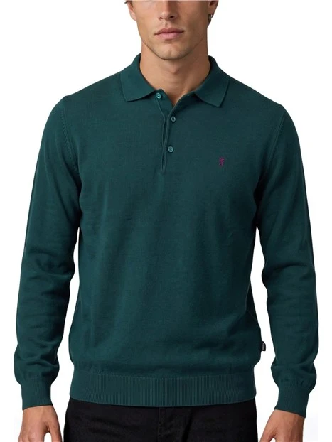 POLO MANICA LUNGA IN MISTO CASHMERE UOMO VERDE