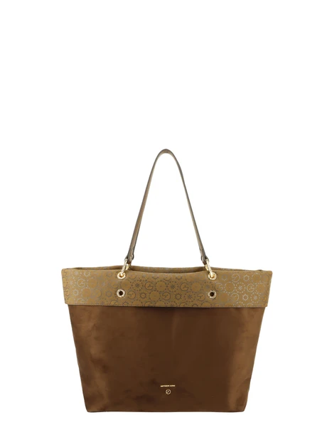 BORSA SHOPPING REVERSIBILE CON STAMPA MONOGRAM E POCHETTE DONNA MARRONE