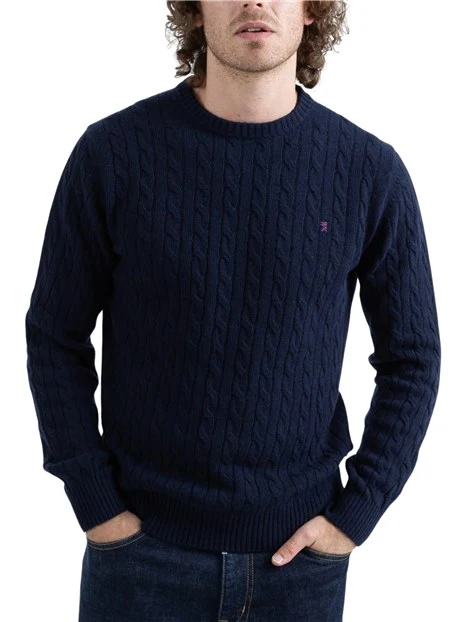 MAGLIA GIROCOLLO A TRECCE UOMO BLU