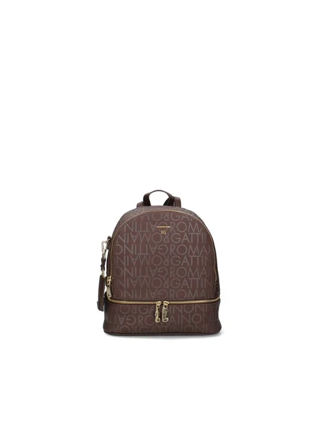 ZAINO CON LOGO ALL OVER DONNA MARRONE