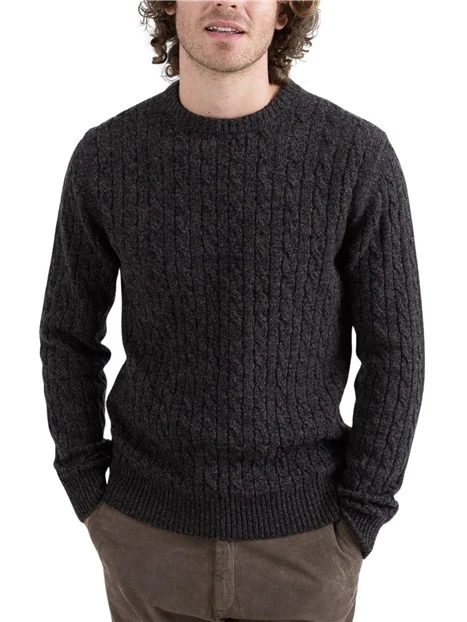 MAGLIA GIROCOLLO A TRECCE MOULINÉ UOMO NERO