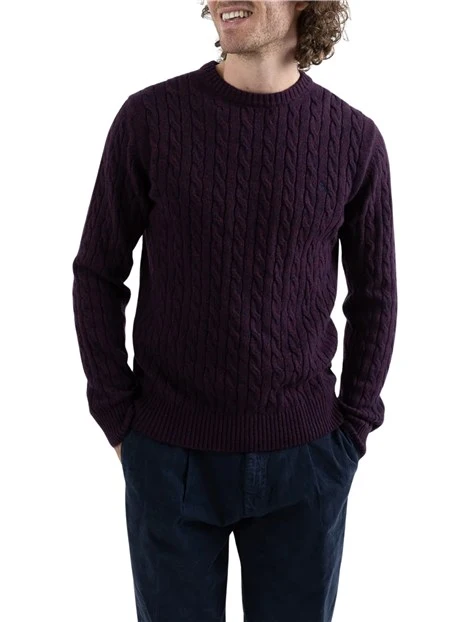 MAGLIA GIROCOLLO A TRECCE MOULINÉ UOMO BORDEAUX