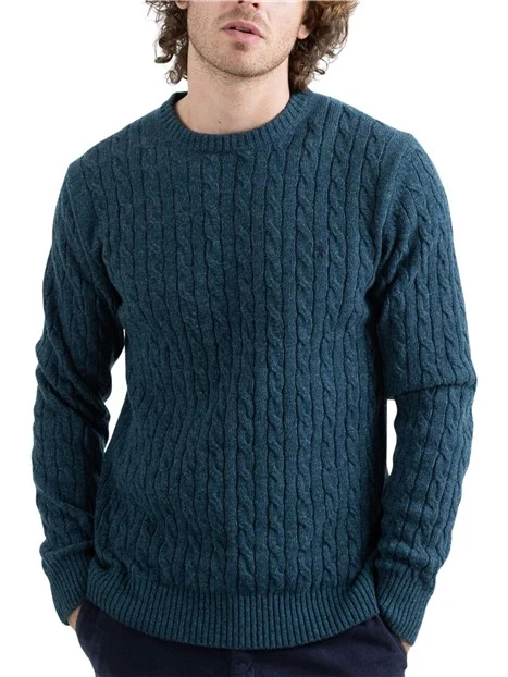 MAGLIA GIROCOLLO A TRECCE MOULINÉ UOMO BLU