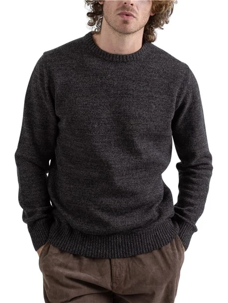 MAGLIA GIROCOLLO RASATA MOULINÉ UOMO NERO
