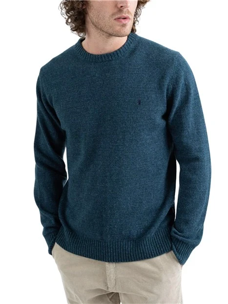 MAGLIA GIROCOLLO RASATA MOULINÉ UOMO BLU