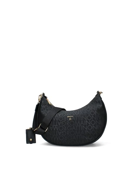 BORSA A SPALLA IN ECOPELLE FANTASIA ALL OVER DONNA NERO