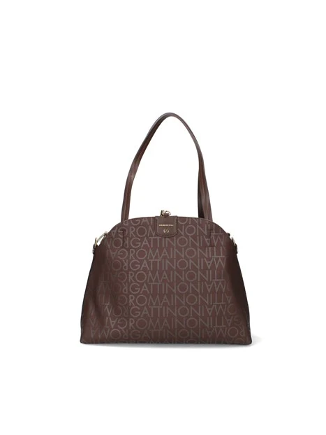 BORSA A SPALLA IN ECOPELLE FANTASIA ALL OVER DONNA MARRONE
