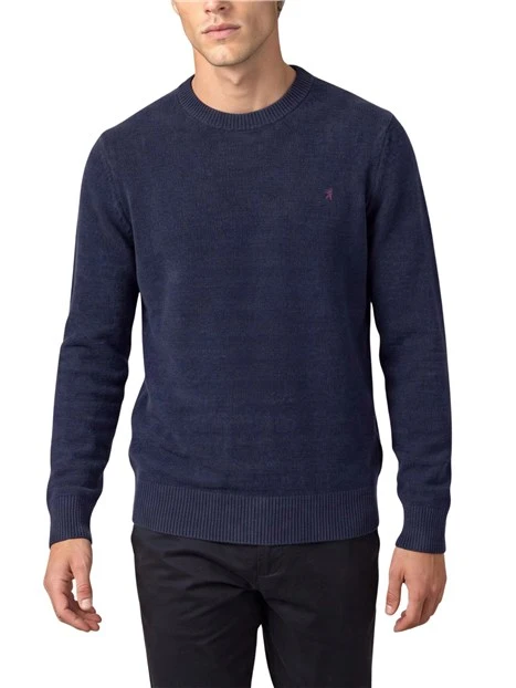 MAGLIA GIROCOLLO IN CINIGLIA UOMO BLU