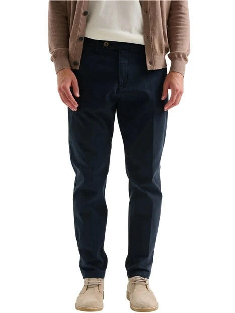 PANTALONI CHINO IN GABARDINA SMERIGLIATA UOMO BLU