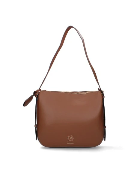 BORSA A SPALLA SQUADRATA IN ECOPELLE DONNA MARRONE