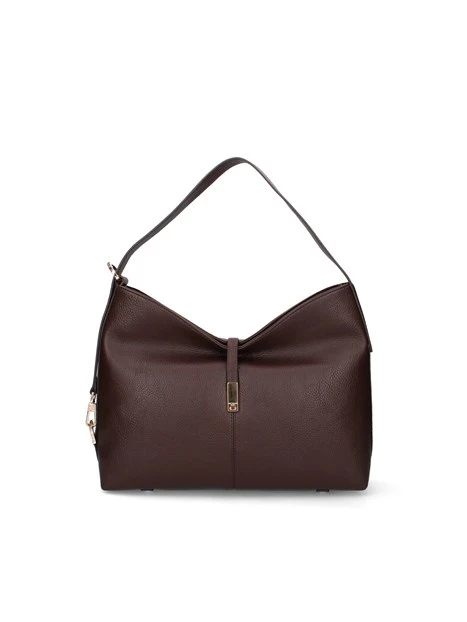 BORSA A SPALLA EFFETTO MARTELLATO DONNA MARRONE