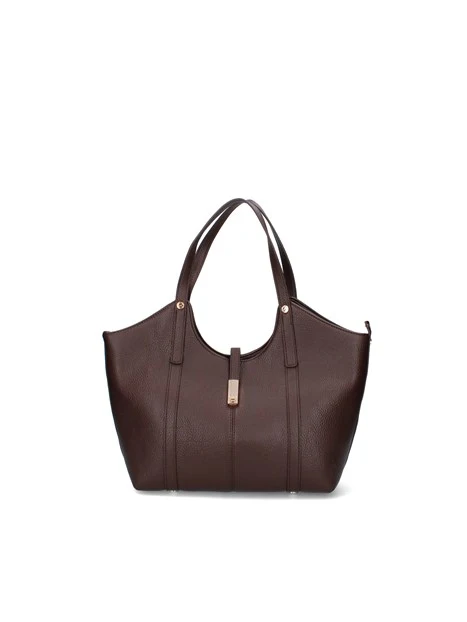 BORSA SHOPPING CHIUSURA CON FIBBIA DONNA MARRONE