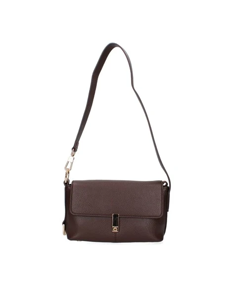 BORSA A SPALLA CHIUSURA A SCATTO DONNA MARRONE