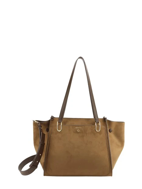 BORSA SHOPPING EFFETTO SCAMOSCIATO CON DOPPI MANICI E TRACOLLA DONNA MARRONE