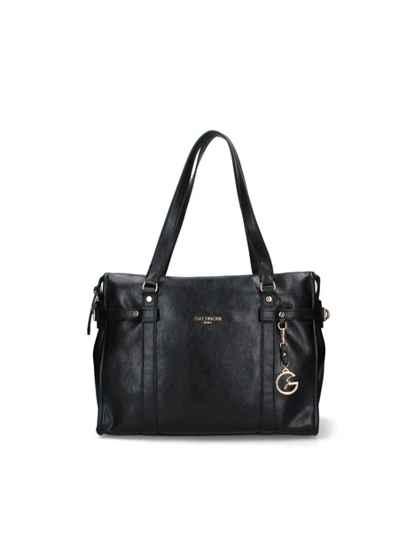 BORSA A SPALLA CON DOPPIO MANICO DONNA NERA