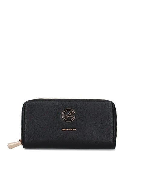 PORTAFOGLI CON ZIP PERIMETRALE DONNA NERO